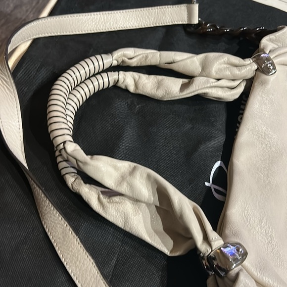 B. Makowsky Beige Suede and Leather Shoulder Bag - Picture 7 of 13